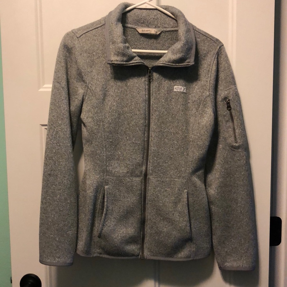 Athletic zip-up fleece jacket